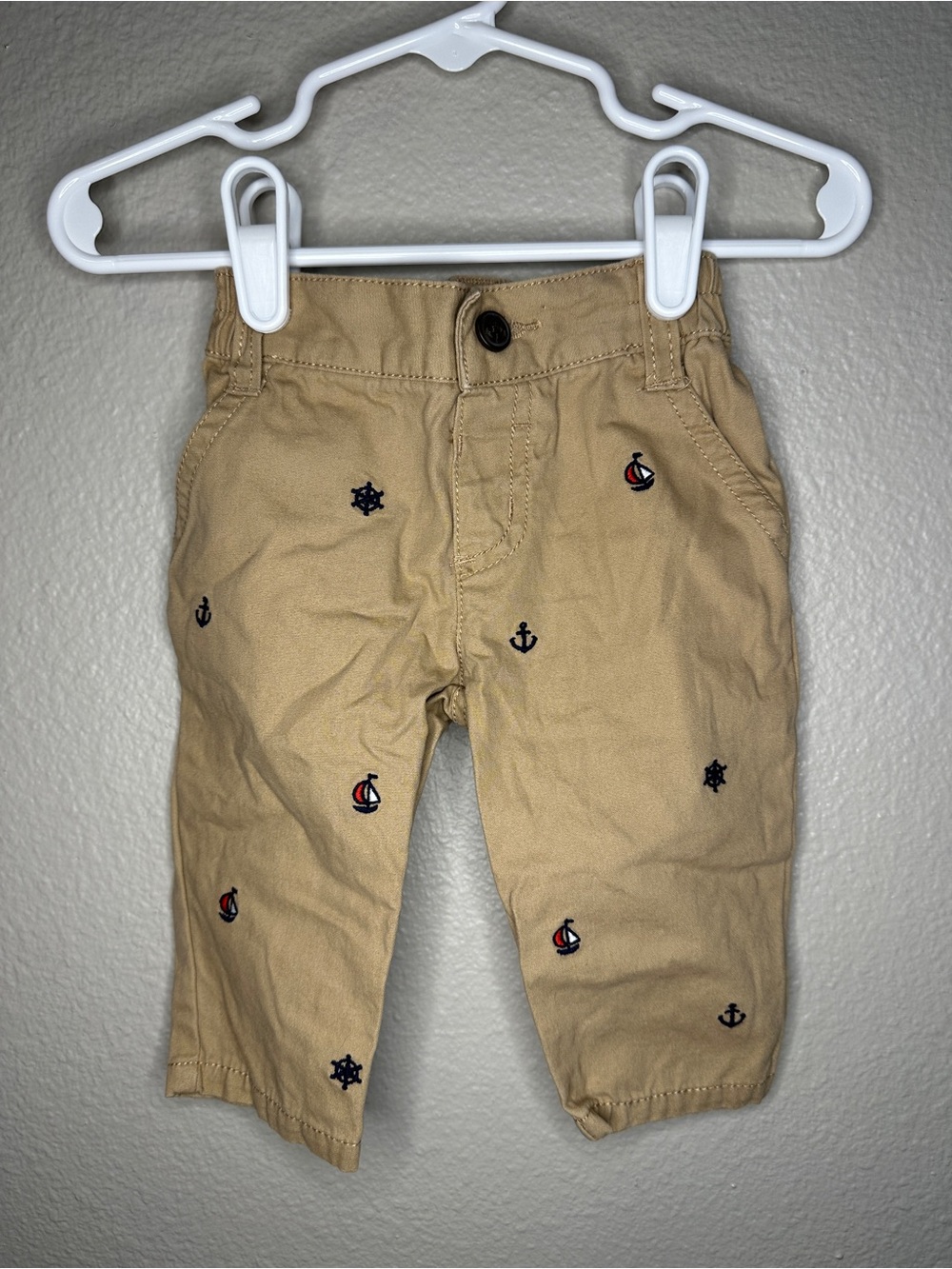 Gymboree size 3-6 months baby khaki sailing pants in 100% cotton